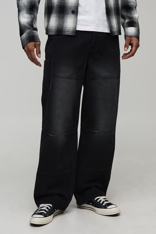 Relaxed Fit Washed Carpenter Worker Jeans