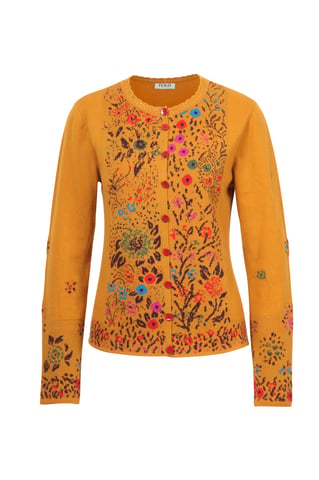 Cardigan Intarsia Floral Pattern