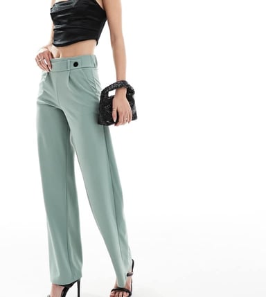 JDY Tall high waisted wide fit tailored trousers in mint