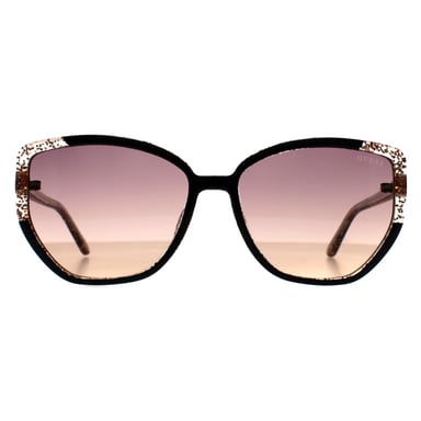 Guess Cat Eye Womens Shiny Black Glitter Gold Violet Mirror Gradient GU7882