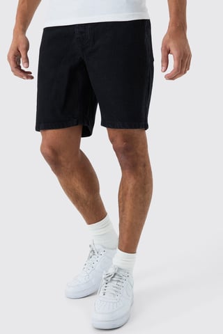 Slim Rigid Denim Shorts In Black