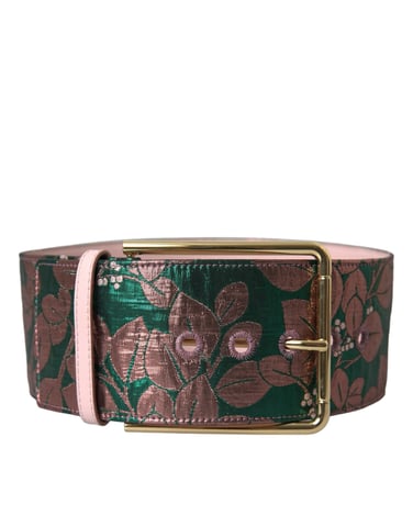 Dolce & Gabbana Multicolor Blommig Jacquard Lurex Guldspänne Bälte