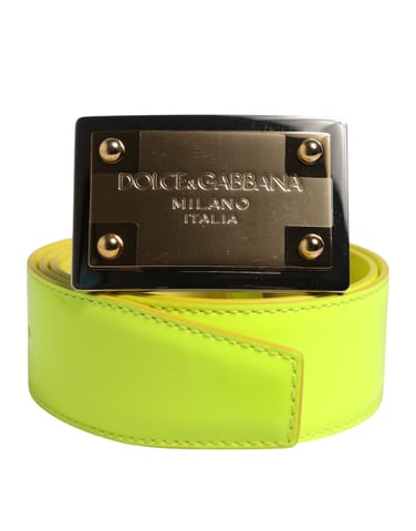 Dolce & Gabbana Gul Grön Klassisk Metall Logo Spänne Bälte