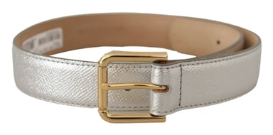 Dolce & Gabbana Silver Skinn Guldton Logometall Midjebälte