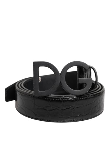 Dolce & Gabbana Svart Läder Klassisk Metall DG Spänne Bälte