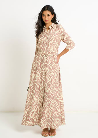 Beige maxi-jurk met ceintuur