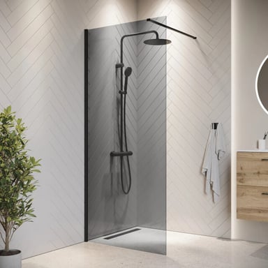 Badplaats Douchewand rizani 80 x 200 cm zwart – inloopdouche 8 mm