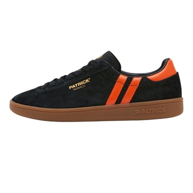 Patrick Mens Monaco Suede Cupsole Trainers (Black/Orange)