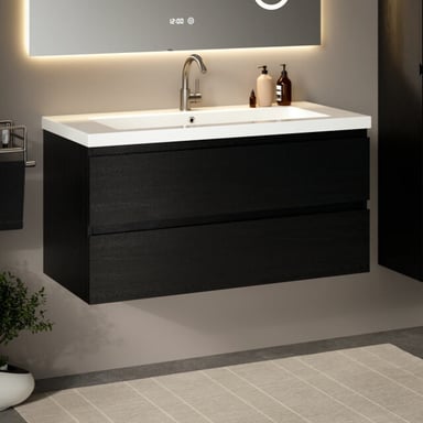 Mirlux Badkamermeubel sena 100cm eiken wastafel wit
