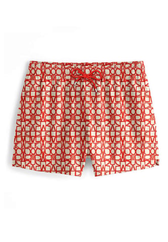"Red Geometric" Swim Shorts