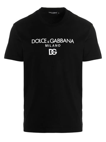 Embroidered DG Milano Logo T-Shirt in Black