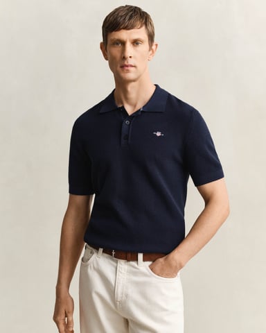 Short Sleeve Polo in Navy