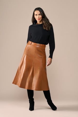 Delilah Leren Rok Cognac