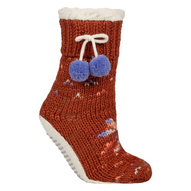 1 Par Dam Fuzzy Sherpa Fodrad Mysigare med Pom Pom - Varm Komfort