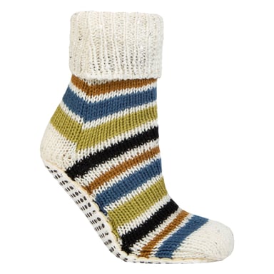 1 Paar Dames Chunky Fair Isle Moccasin Antislip Sokken - Warme Winter Slippersokken