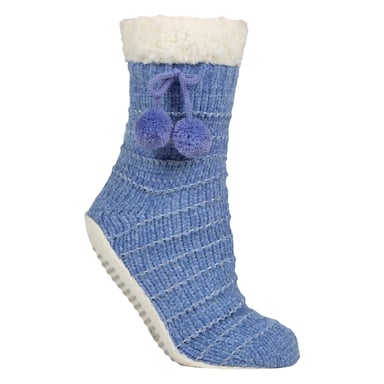 1 Paar Dames Chenille Slippersokken met Mokassinzool - Zachte Cozy Comfort