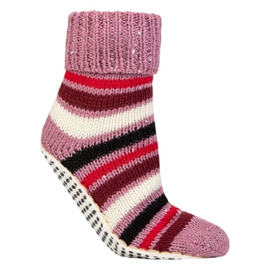 1 Par Dam Chunky Fair Isle Mockasins Grip Strumpor - Varma Vintertofflor Strumpor