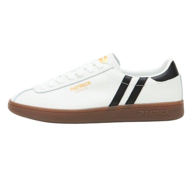 Patrick Mens Monaco Suede Cupsole Trainers (White/Black/Dark Gum)