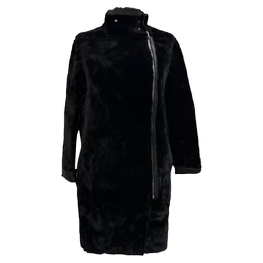 Maje Gibson Coat in Black Lamb Shearling