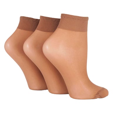 3-pack kvinnor 15 denier 100% nylon ankellånga strumpor - genomskinlig lätt komfort