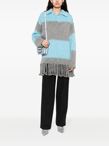 Striped Wool Blend Polo Shirt
