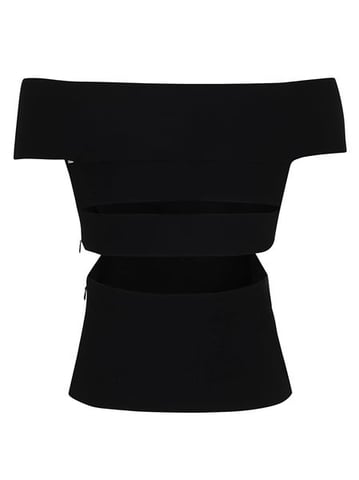 Black Stretch Viscose Blend Top