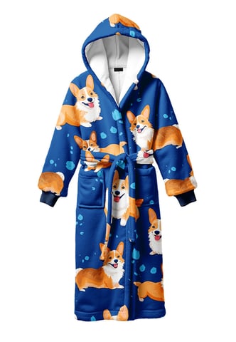 "Corgi" Sherpa Fleece Robe