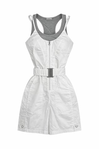 Layered Sport-Style Playsuit with Racerback Top