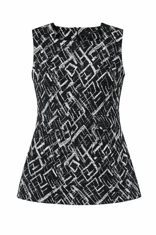 Sleeveless Textured Top with Abstract Print