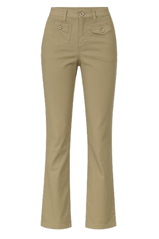Tailored High-Waist Beige Pants with Flap Pocket Detail