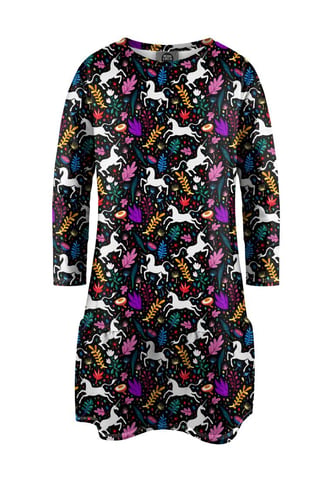 "Folk Unicorn" Longsleeve Dress