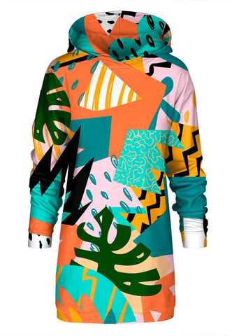 "Tropical Abstract" Oversize Hoodie Dress