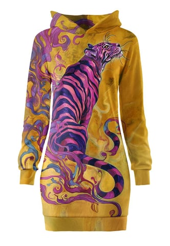 "Whisper of the Tiger" Oversize Hoodie Dress
