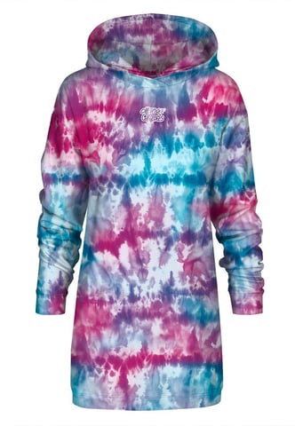 "Tie Dye Blue Pink" Oversize Hoodie Dress