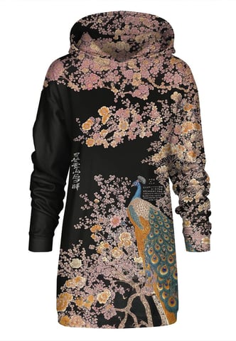 "Ornate Avian" Oversize Hoodie Dress