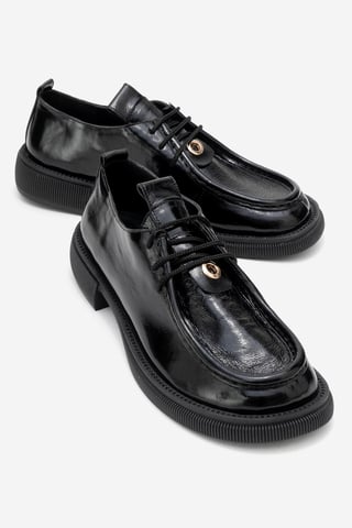 Band Leather Lace Up Loafer Women