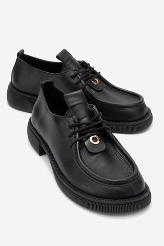 Band Leather Lace Up Loafer Women