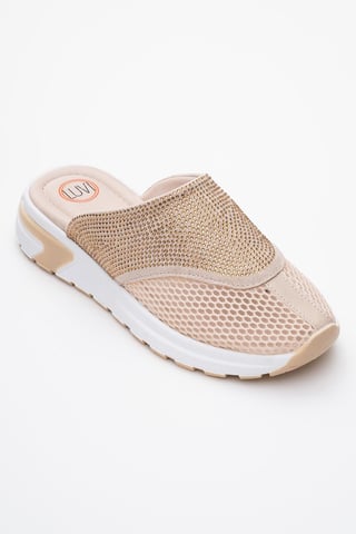 GLEA Mesh Rhinestone Mules Women