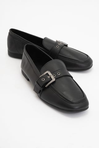 Jade Leather Flat Loafers Women