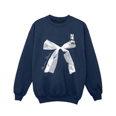 Disney Girls Minnie Mouse Bow Sweatshirt (Navy Blue)