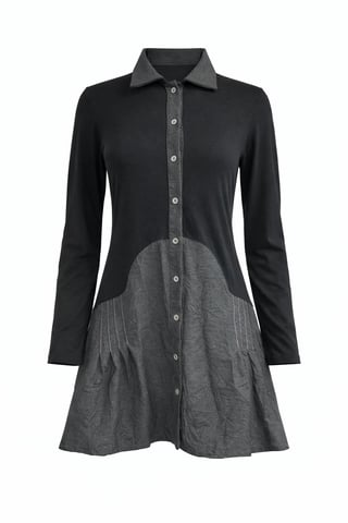 Two-Tone Button-Front Tunic Top