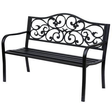 4goodz Stalen tuinbank met gietijzer armleuningen 127x60x89cm