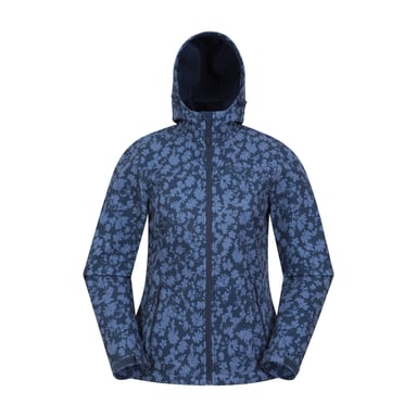 Mountain Warehouse Womens/Ladies Exodus Printed Water Resistant Soft Shell Jacket (Dark Blue)