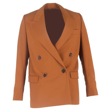 Acne Studios Double-Breasted Blazer with Pockets in Brown Polyester