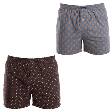 Pack of 2 Essential Cotton Men's Boxer Shorts with Elastic Waistband A0100