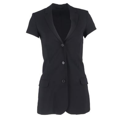 Totême Single-Breasted Short Sleeve Blazer in Black Wool