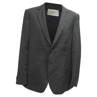 Mr, P. Single-Breasted Blazer with Pockets in Black Wool