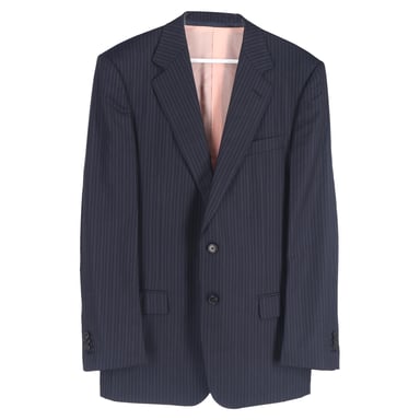 Ermenegildo Zegna Striped Single-Breasted Blazer and Trousers Set in Navy Blue Wool