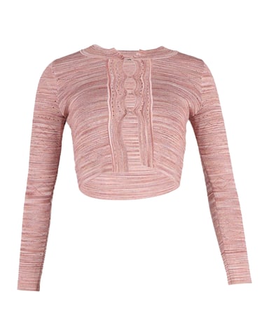 Sandro Striped Cropped Cardigan in Pink Viscose