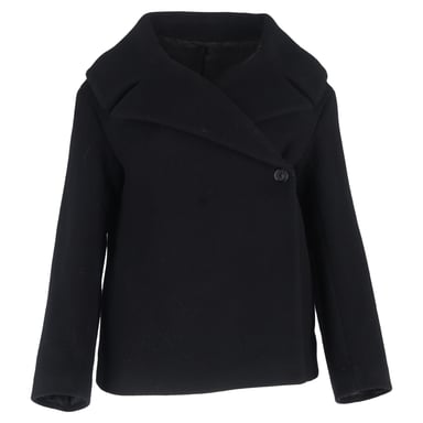 Totême Blend Felt Wrap Jacket In Black Wool